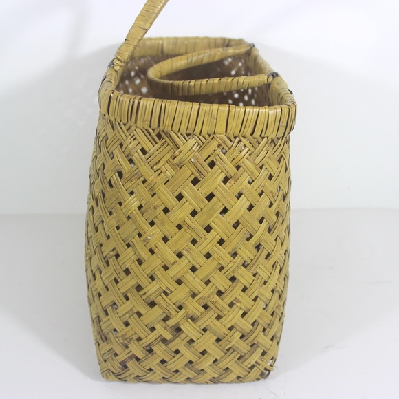 Vintage Split Bamboo Basket Market Tote Bag - Picture 9 of 11